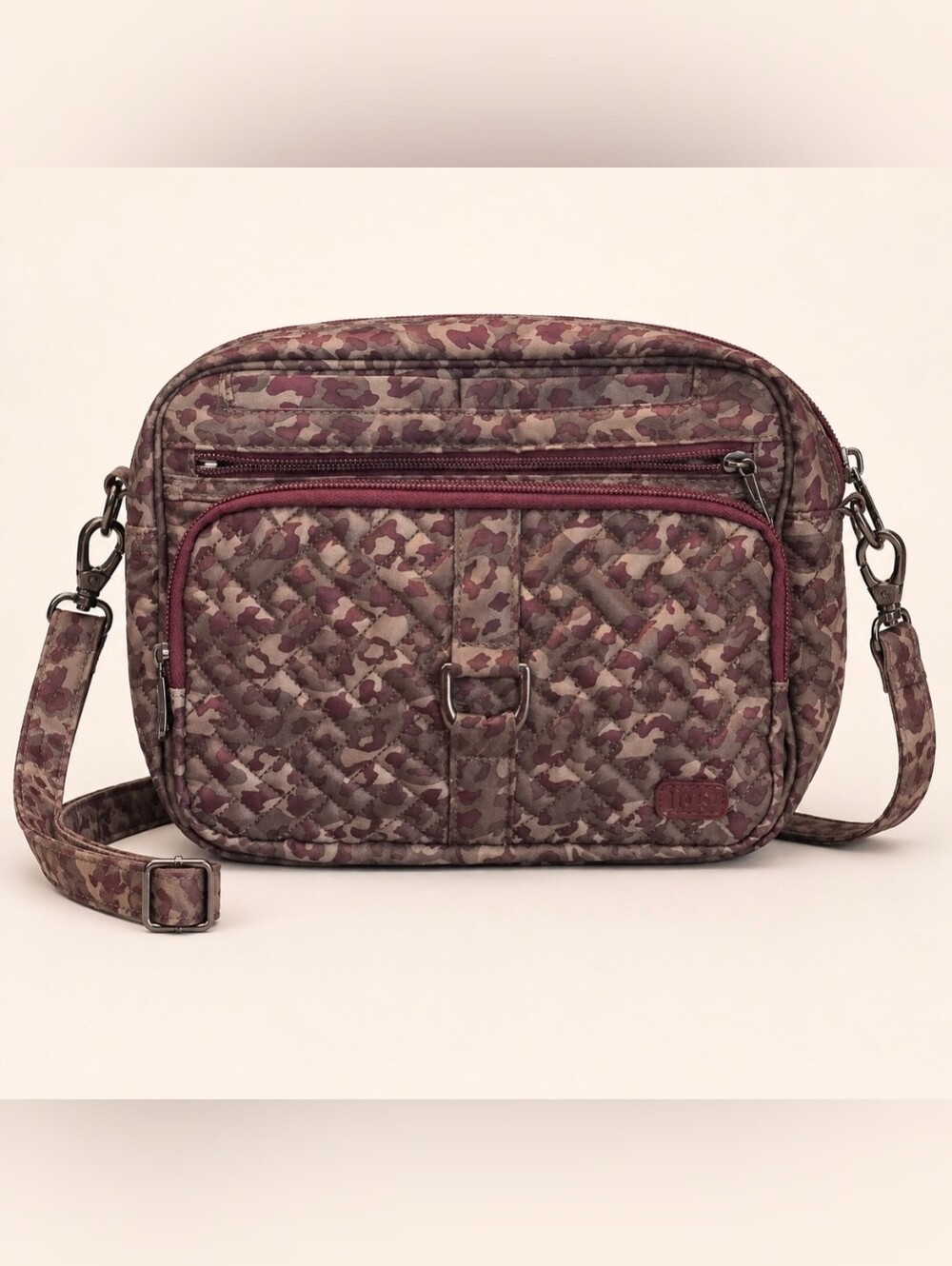 Lug Carousel XL Leopard Print Quilted Crossbody Organizer Bag